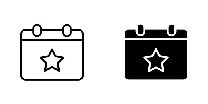 Calendar with event icon vector solid logo illustration. Flat and line style for graphic design, Website