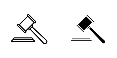 Gavel icon vector solid logo illustration. Flat and line style for graphic design, Website