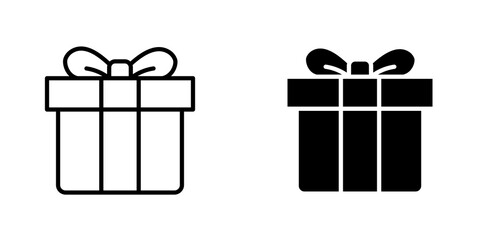Gift box icon vector solid logo illustration. Flat and line style for graphic design, Website