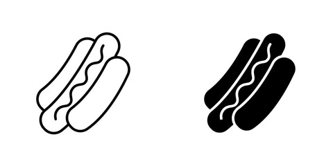 Hot dog icon vector solid logo illustration. Flat and line style for graphic design, Website