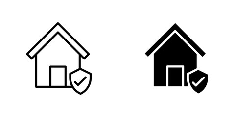 Home insurance icon vector solid logo illustration. Flat and line style for graphic design, Website
