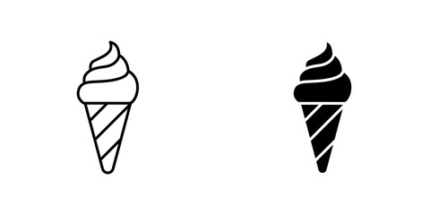 Ice cream cone icon vector solid logo illustration. Flat and line style for graphic design, Website
