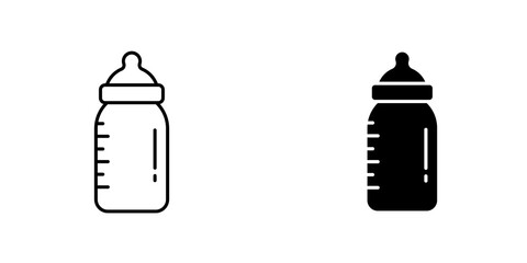 Milk bottle icon vector solid logo illustration. Flat and line style for graphic design, Website