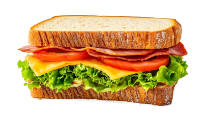 A sandwich with ham, cheese, and lettuce