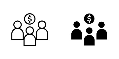 Mutual funds icon vector solid logo illustration. Flat and line style for graphic design, Website