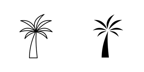 Palm tree icon vector solid logo illustration. Flat and line style for graphic design, Website