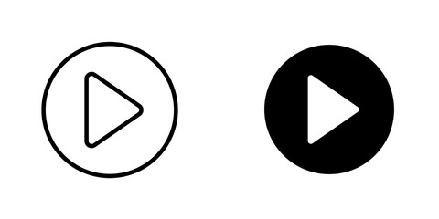 Play icon vector solid logo illustration. Flat and line style for graphic design, Website