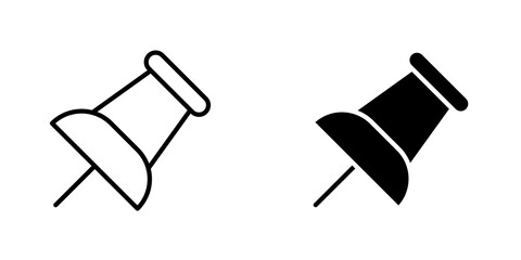 Push pin icon vector solid logo illustration. Flat and line style for graphic design, Website