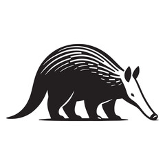 Elegant aardvark silhouette vector for use in scalable logos, branding, and marketing – aardvark silhouette – aardvark vector – aardvark illustration – silhouette of aardvark

