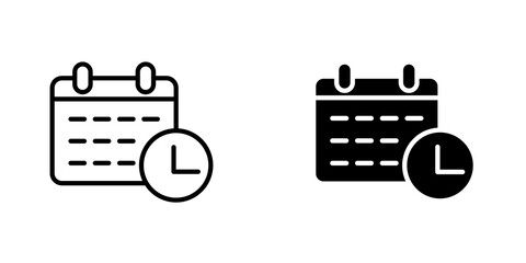 Schedule icon vector solid logo illustration. Flat and line style for graphic design, Website