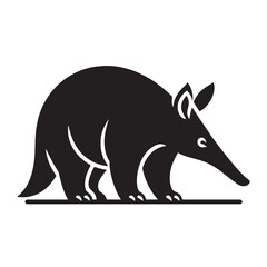 Detailed aardvark silhouette designed for digital branding and logo applications – aardvark silhouette – aardvark vector – aardvark illustration – silhouette of aardvark

