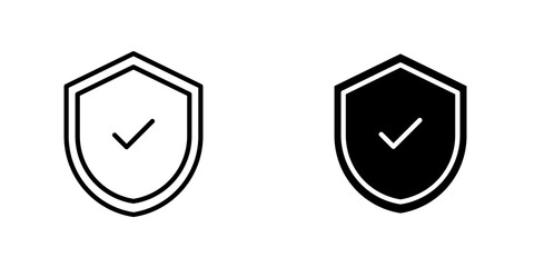 Shield check mark icon vector solid logo illustration. Flat and line style for graphic design, Website