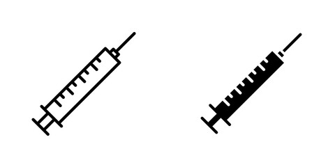 Syringe icon vector solid logo illustration. Flat and line style for graphic design, Website