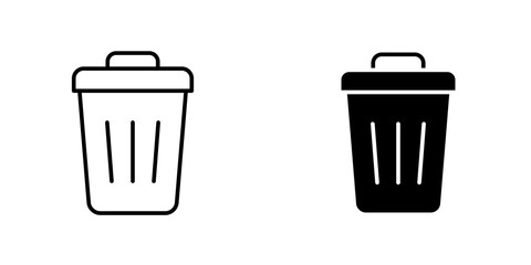 Trash icon vector solid logo illustration. Flat and line style for graphic design, Website