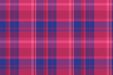 Group pattern texture fabric, clothing vector tartan textile. School check plaid background seamless in pink and blue colors.