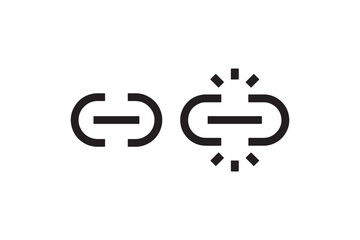 Broken link icons in minimal outline style Vector