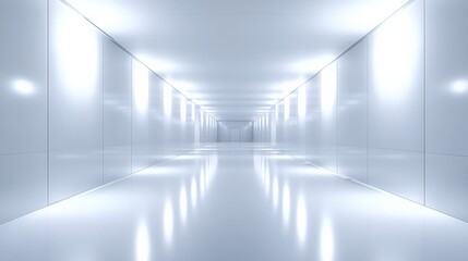 Empty White Corridor in Modern Architecture