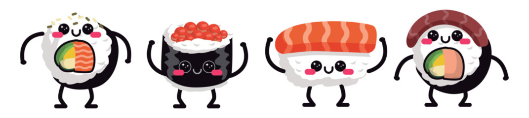 Set Sushi Icons Cute