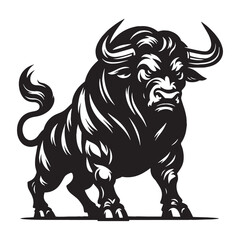 Simplified angry ox silhouette vector perfect for digital branding, logos, and marketing materials – angry ox silhouette – angry ox vector – angry ox illustration – silhouette of angry ox

