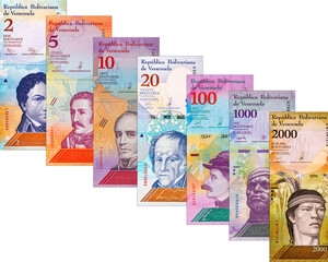 Venezuelan bolivar banknote. Venezuelan money. Background of paper money.