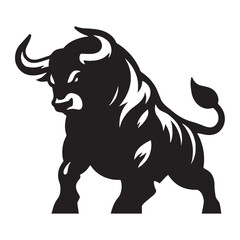 Dynamic angry ox silhouette vector for logo creation, branding, and digital illustrations – angry ox silhouette – angry ox vector – angry ox illustration – silhouette of angry ox

