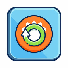 Rounded Square Recycle Icon Refresh Process Recovery Loop Renewal Green Arrow