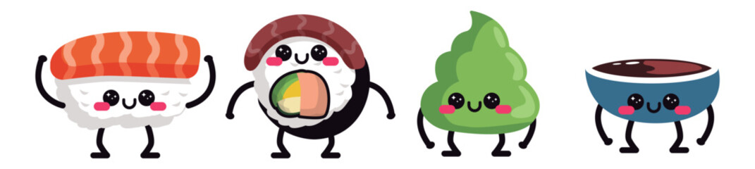 Set Sushi Icons Cute