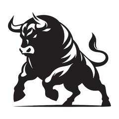 Distinct angry ox silhouette vector for impactful logos, branding, and digital illustrations – angry ox silhouette – angry ox vector – angry ox illustration – silhouette of angry ox

