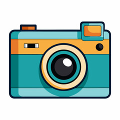 Camera Illustration Detailed Monochrome Slr Camera With Lens And Strap