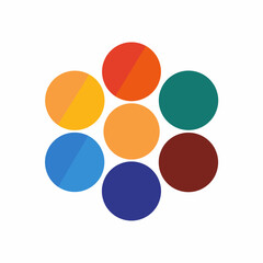Colorful Circles Flat Design Vector Illustration Seven Pieces Abstract Concept
