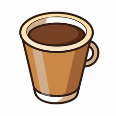 Minimalist Illustration Of Coffee Cup With Brown Liquid On White Background
