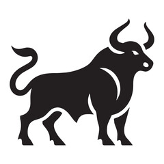 Striking angry ox silhouette ideal for high-contrast branding and scalable web designs – angry ox silhouette – angry ox vector – angry ox illustration – silhouette of angry ox

