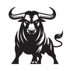 Powerful angry ox silhouette vector for modern logo designs and digital art – angry ox silhouette – angry ox vector – angry ox illustration – silhouette of angry ox

