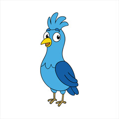 Cartoon blue crowned pigeon vector illustration
