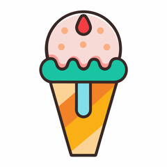 Cute Cartoon Ice Cream Cone Vector Graphic Illustration Design