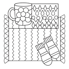 Comfy Patterns Coloring Pages for Adults and Kids, Bold and Easy Coloring Page, Simple and Big Designs, Line Art Victor Illustration, Black and White 