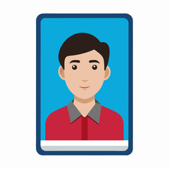 Isolated Vector Portrait Of Young Smiling Man With Collar Shirt