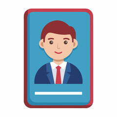 Identification Card With Business Person In Suit Simple Illustration Style