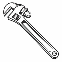 Illustration Of Adjustable Pipe Wrench With Turquoise Triangle Graphic Element