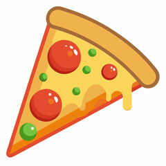 Delicious Pizza Slice With Pepperoni Mushrooms And Basil Illustration