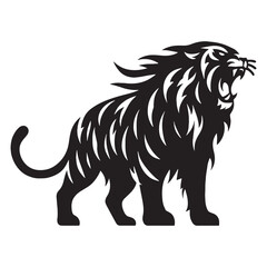 Majestic angry tiger silhouette with striking details for use in modern digital designs – angry tiger silhouette – angry tiger vector – angry tiger illustration – silhouette of angry tiger

