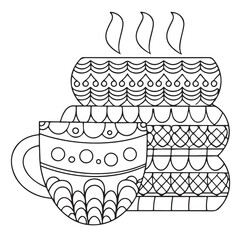 Comfy Patterns Coloring Pages for Adults and Kids, Bold and Easy Coloring Page, Simple and Big Designs, Line Art Victor Illustration, Black and White 