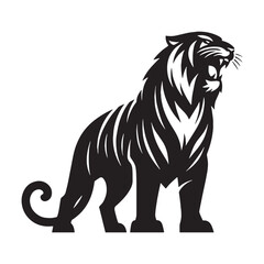 Powerful angry tiger silhouette vector designed for high-quality digital branding and art – angry tiger silhouette – angry tiger vector – angry tiger illustration – silhouette of angry tiger

