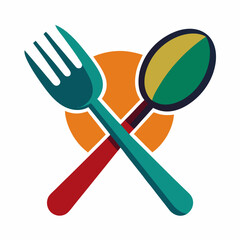 Fork And Spoon Cross Design With Circle Background Restaurant Symbol