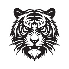 Distinct angry tiger silhouette vector for impactful logos, branding, and digital illustrations – angry tiger silhouette – angry tiger vector – angry tiger illustration – silhouette of angry tiger

