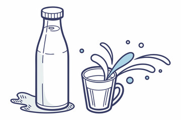 Premium Icon of Fresh Milk Bottle with Glass  