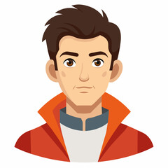 Vector Illustration Of Young Man Portrait With Brown Hair And Jacket