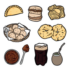 Ilustracion a mano alzada de comida tipica Argentina