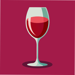 Stylized Glass Of Red Wine On Maroon Background Illustration