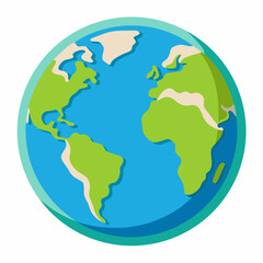 Cartoon Earth Globe Illustration With Blue Oceans And Green Continents